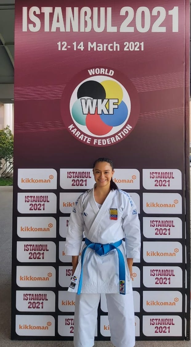 Natalia durante su participación en el Premier League Estambul 2021 de Karate, en Turquía.