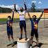 Bogotá ganó el Nacional de Paracycling. Este es el podio del scratch, en pista, todo bogotano. Aparecen Diego Dueñas (cen.) -oro-, Juan Gómez (izq.) -plata- y John Medina (der.) -bronce-.